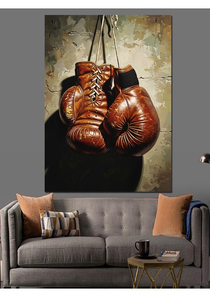 Boks Eldivenli Yumruk Spor Dekoratif Kanvas - Mdf Ahşap Tablo fırsatları