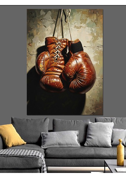 Boks Eldivenli Yumruk Spor Dekoratif Kanvas - Mdf Ahşap Tablo indirimleri