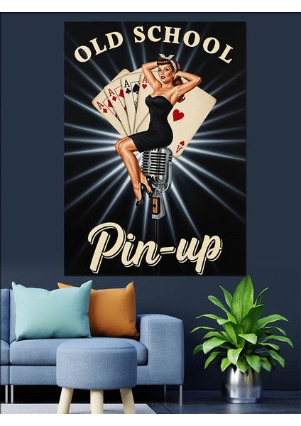 Poker Kartlı Retro Pin-Up Dekoratif Kanvas - Mdf Ahşap Tablo modelleri
