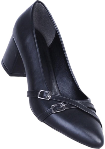 Pıno5 Siyah Kadın 7cm Topuklu Ayakkabı