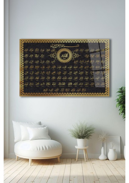 Esmaül Hüsna Allah'ın 99 Adı Dini Islami Cam Tablo, Ev, Salon, Ofis, Hediyelik Büyük Tablo fiyatları