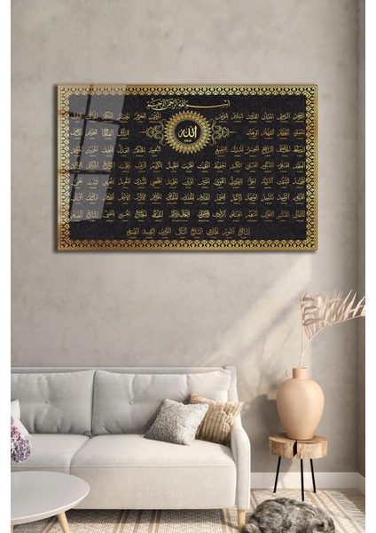 Esmaül Hüsna Allah'ın 99 Adı Dini Islami Cam Tablo, Ev, Salon, Ofis, Hediyelik Büyük Tablo modelleri