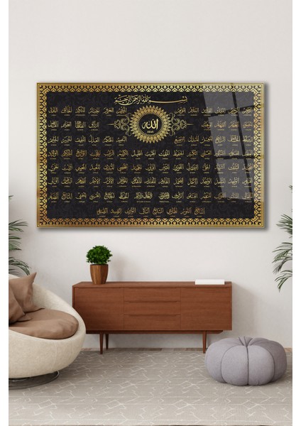 Esmaül Hüsna Allah'ın 99 Adı Dini Islami Cam Tablo, Ev, Salon, Ofis, Hediyelik Büyük Tablo fırsatları