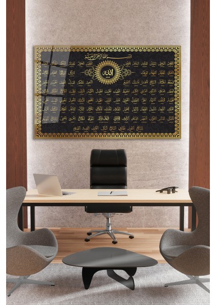 Esmaül Hüsna Allah'ın 99 Adı Dini Islami Cam Tablo, Ev, Salon, Ofis, Hediyelik Büyük Tablo indirimleri