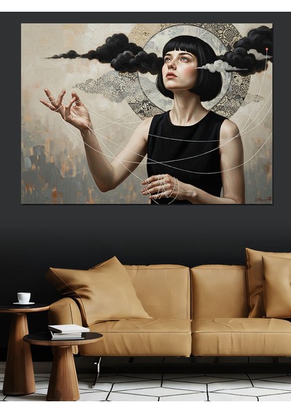 Karamsar Düşünen Kadın Dekoratif Kanvas - Mdf Ahşap Tablo fiyatları