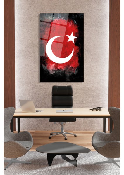 Türk Bayrağı Dikey Cam Tablo Ev Iş Ofis Makam Odası Okul Hediyelik Tablo modelleri