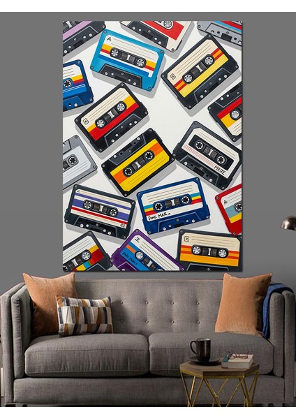 Doksanlar Retro Kasetler Müzik Dekoratif Kanvas - Mdf Ahşap Tablo indirimleri