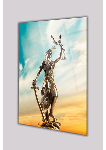 Hukuk ve Adalet Dikey Cam Tablo, Avukat, Iş, Ofis,makam Odası Hediyelik Büyük Tablo