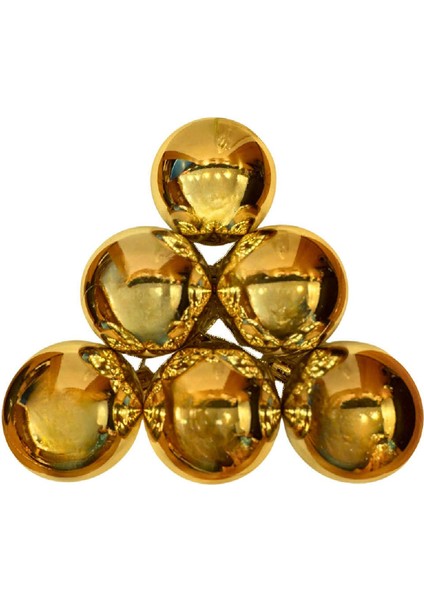 Düz Parlak 6 Adet Cici Top Yılbaşı Ağaç Süsü 6 cm