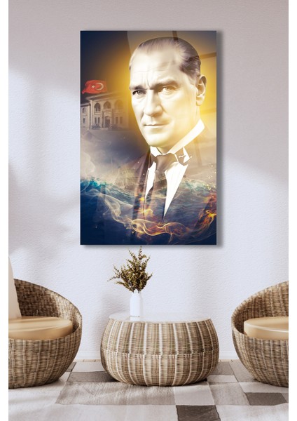 Atatürk Portre Dikey Cam Tablo, Ev Iş Kurum Ofis Büyük Hediyelik Tablo fiyatları