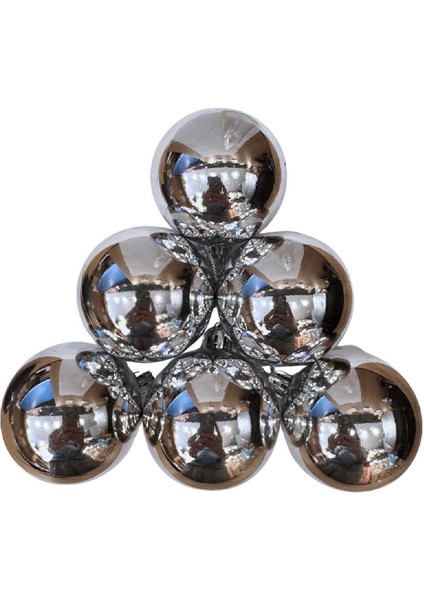 Düz Parlak 6 Adet Cici Top Yılbaşı Ağaç Süsü 6 cm