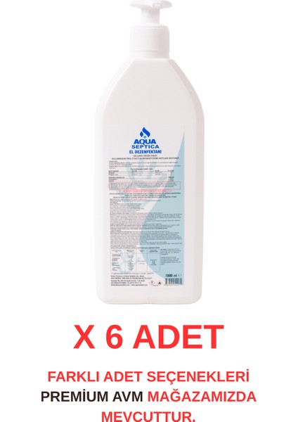 (6 Adet) El ve Cilt Dezenfektanı 1000 ml – Durulama Gerektirmeyen Hijyen Solüsyonu ( Antiseptiği)