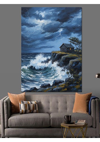 Kayalık Deniz Kıyı Manzarası Dekoratif Kanvas - Mdf Ahşap Tablo modelleri