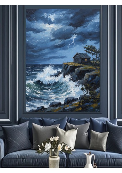 Kayalık Deniz Kıyı Manzarası Dekoratif Kanvas - Mdf Ahşap Tablo indirimleri