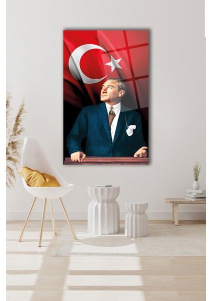 Atatürk Portresi ve Türk Bayrağı Dikey Cam Tablo, Ev, Iş, Kurum, Ofis, Makam Odası Hediyelik Tablo fiyatları