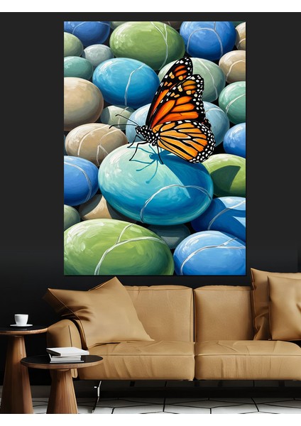 Kelebek Taşlar Sanat Çalışması Dekoratif Kanvas - Mdf Ahşap Tablo fiyatları