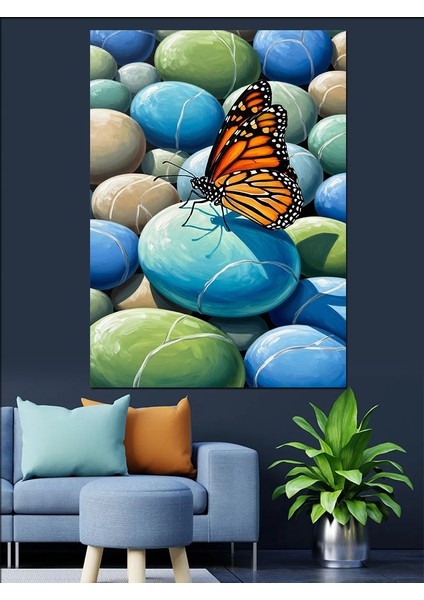 Kelebek Taşlar Sanat Çalışması Dekoratif Kanvas - Mdf Ahşap Tablo modelleri