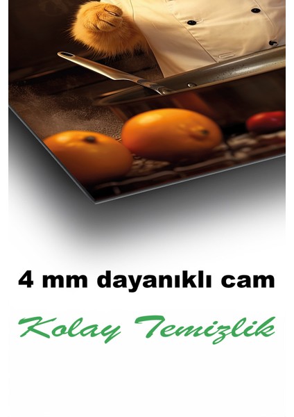 Ocak Arkası Cam Koruyucu, Tezgah Ankastre Arkası Koruyucu, Isıya Dayanıklı, Sarı Kedi Dekoratif Cam fırsatları