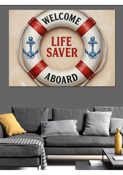 Hoş Geldin Can Simidi Dekoratif Kanvas - Mdf Ahşap Tablo