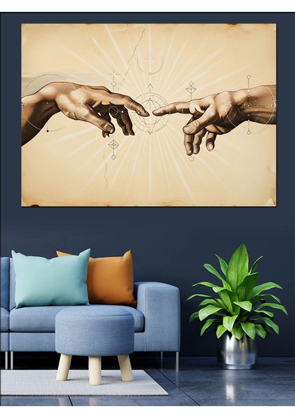 Adem'in Yaratılışı Sanat Tablosu Eller Yakın Plan Dekoratif Kanvas - Mdf Ahşap Tablo modelleri