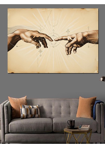Adem'in Yaratılışı Sanat Tablosu Eller Yakın Plan Dekoratif Kanvas - Mdf Ahşap Tablo fırsatları
