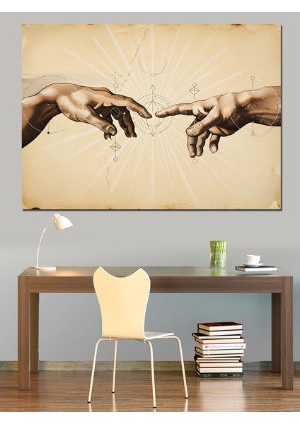 Adem'in Yaratılışı Sanat Tablosu Eller Yakın Plan Dekoratif Kanvas - Mdf Ahşap Tablo indirimleri