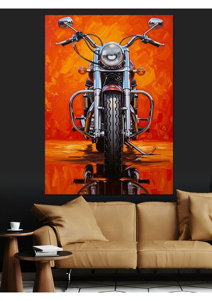 Kırmızı Tekerlekli Motosiklet Ön Dekoratif Kanvas - Mdf Ahşap Tablo modelleri