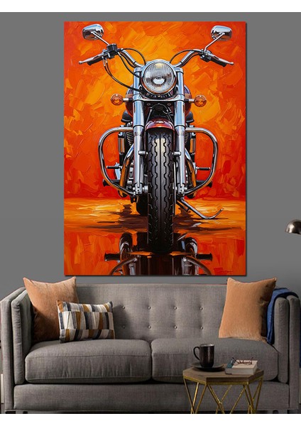 Kırmızı Tekerlekli Motosiklet Ön Dekoratif Kanvas - Mdf Ahşap Tablo indirimleri