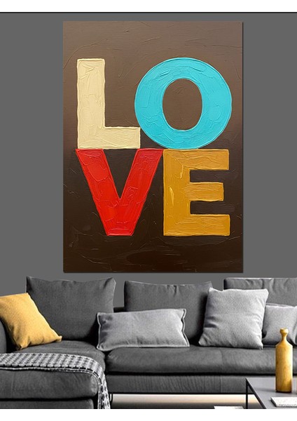 "aşk" Retro Yazı Sanatı Dekoratif Kanvas - Mdf Ahşap Tablo