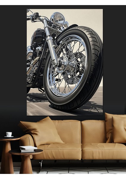 Ön Tekerlekli Motosiklet Choper Dekoratif Kanvas - Mdf Ahşap Tablo fırsatları