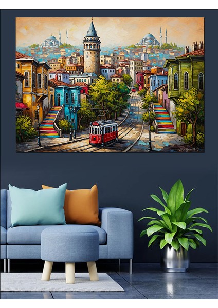 Istanbul Şehir Manzarası Dekoratif Kanvas - Mdf Ahşap Tablo