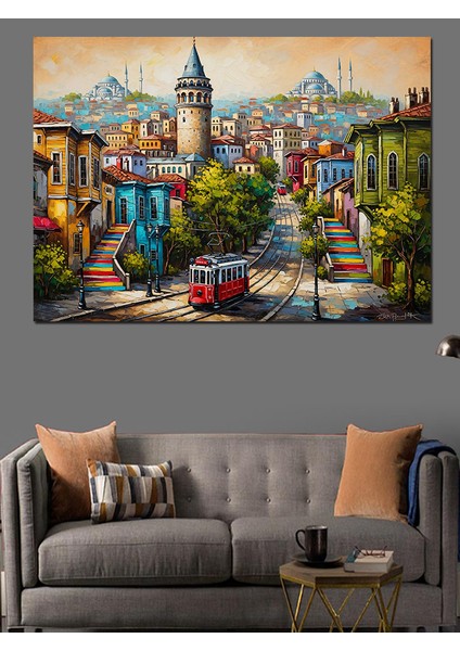 Istanbul Şehir Manzarası Dekoratif Kanvas - Mdf Ahşap Tablo fiyatları