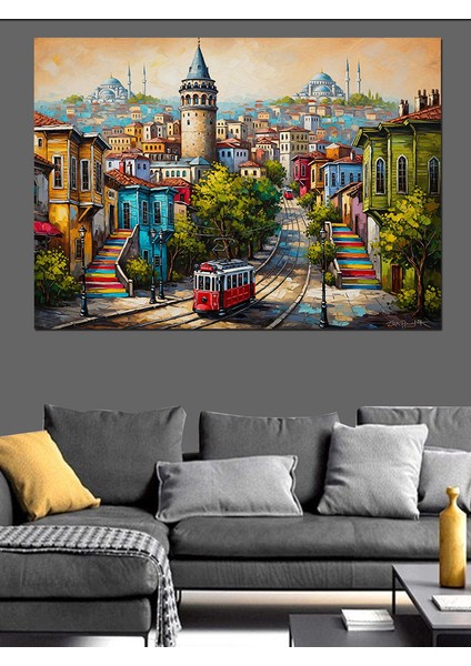 Istanbul Şehir Manzarası Dekoratif Kanvas - Mdf Ahşap Tablo fırsatları