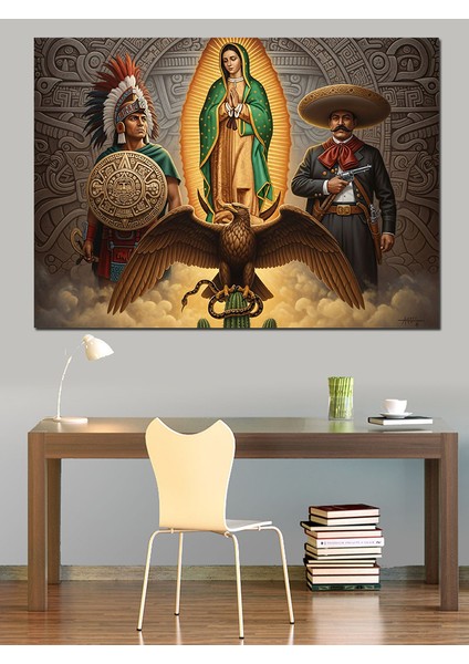 Meryem Ana Kızılderili ve Meksikalı Figürü Dekoratif Kanvas - Mdf Ahşap Tablo modelleri