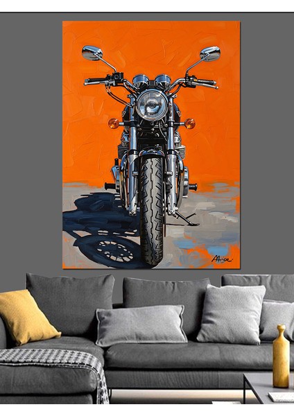 Klasik Siyah Motosiklet Dekoratif Kanvas - Mdf Ahşap Tablo fiyatları