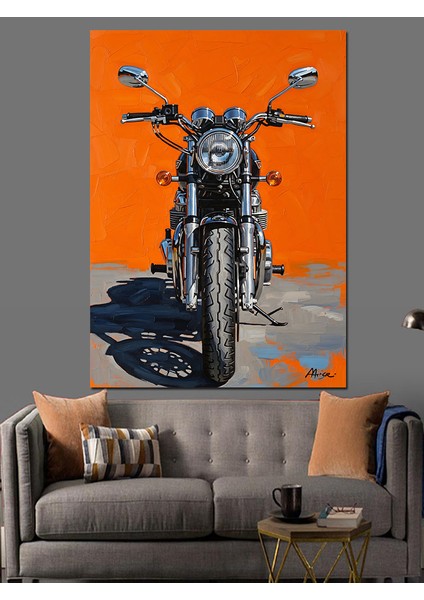Klasik Siyah Motosiklet Dekoratif Kanvas - Mdf Ahşap Tablo modelleri