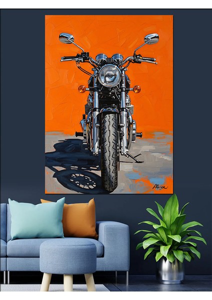 Klasik Siyah Motosiklet Dekoratif Kanvas - Mdf Ahşap Tablo fırsatları