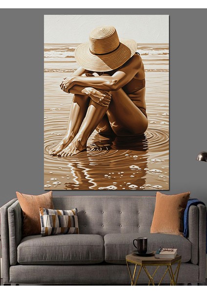 Oturan Düşünen Hüzünlü Kadın Dekoratif Kanvas - Mdf Ahşap Tablo modelleri