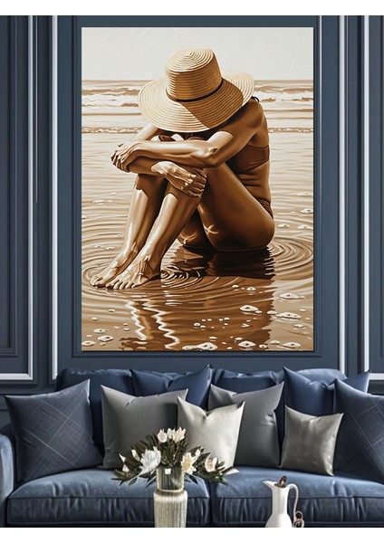 Oturan Düşünen Hüzünlü Kadın Dekoratif Kanvas - Mdf Ahşap Tablo indirimleri