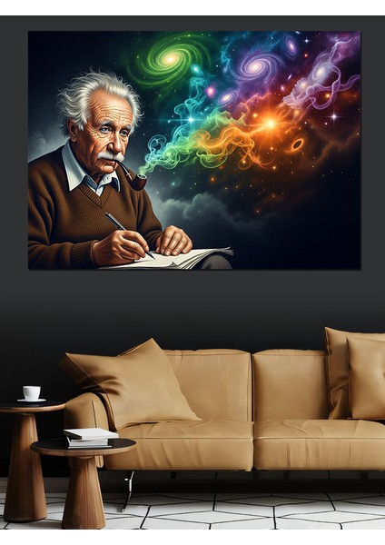 Gök Adalar Içinde Yaşlı Adam Dekoratif Kanvas - Mdf Ahşap Tablo