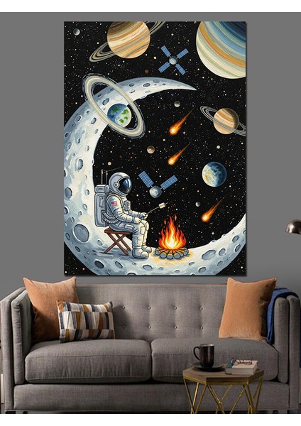 Gezegenler Yıldızlar Bilim Kurgu Dekoratif Kanvas - Mdf Ahşap Tablo fırsatları