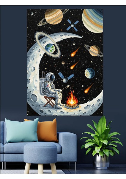 Gezegenler Yıldızlar Bilim Kurgu Dekoratif Kanvas - Mdf Ahşap Tablo indirimleri
