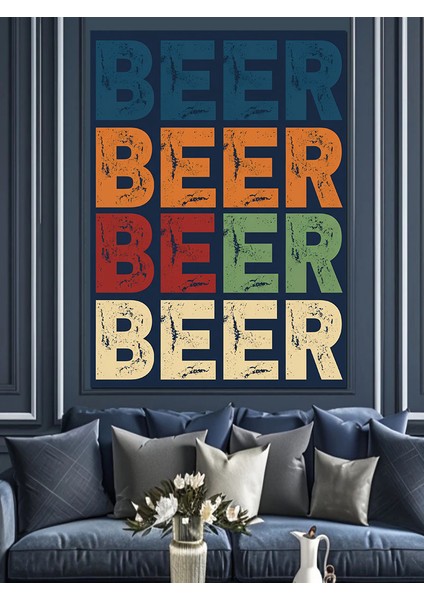 Bira Tekrarlı Tipografi Poster Dekoratif Kanvas - Mdf Ahşap Tablo modelleri