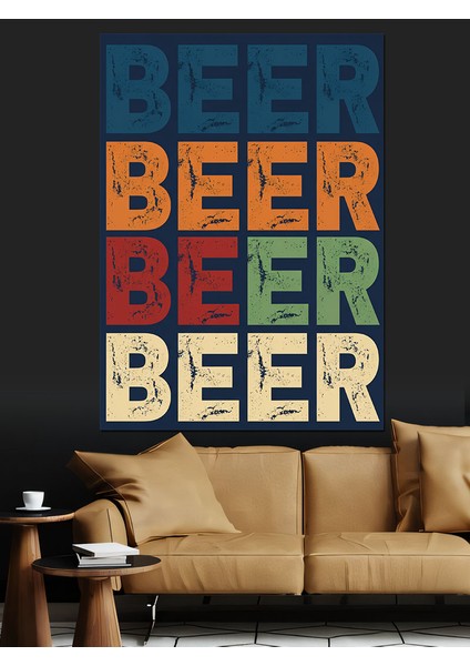 Bira Tekrarlı Tipografi Poster Dekoratif Kanvas - Mdf Ahşap Tablo fırsatları