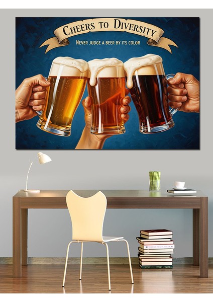 Bira Bardağı Tokuşturma Görseli Dekoratif Kanvas - Mdf Ahşap Tablo