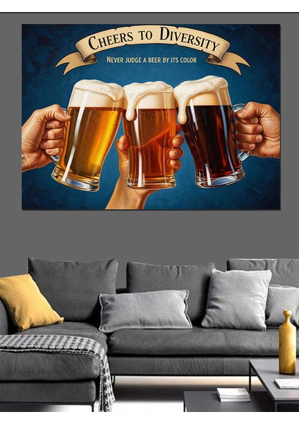 Bira Bardağı Tokuşturma Görseli Dekoratif Kanvas - Mdf Ahşap Tablo fiyatları