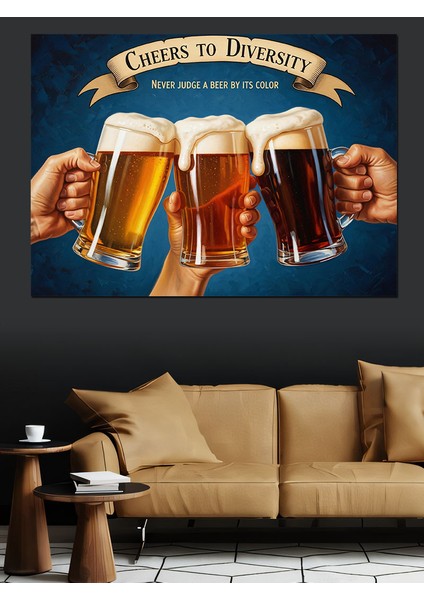 Bira Bardağı Tokuşturma Görseli Dekoratif Kanvas - Mdf Ahşap Tablo modelleri