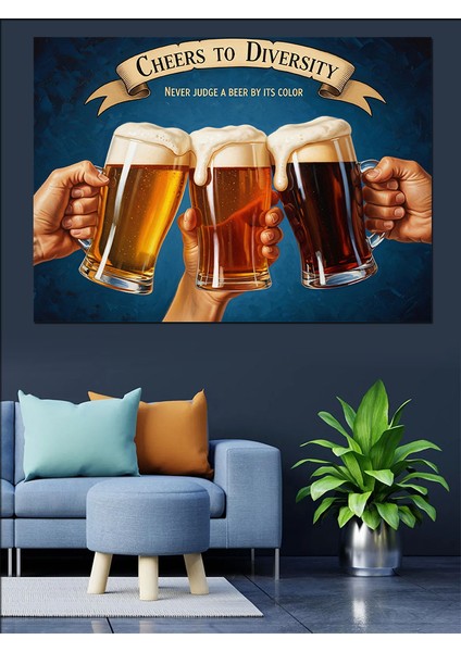 Bira Bardağı Tokuşturma Görseli Dekoratif Kanvas - Mdf Ahşap Tablo fırsatları