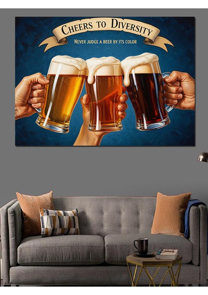 Bira Bardağı Tokuşturma Görseli Dekoratif Kanvas - Mdf Ahşap Tablo indirimleri