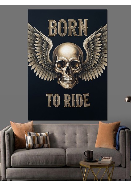 Kanatlı Kurukafa Motor Poster Dekoratif Kanvas - Mdf Ahşap Tablo fiyatları